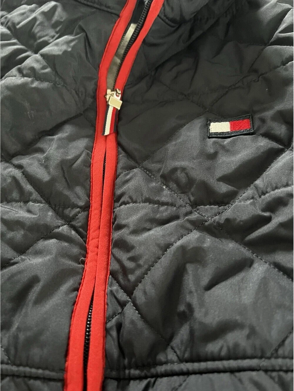 Tommy Hilfiger Womens Medium Navy Red Quilted Zip Jacket spring fall